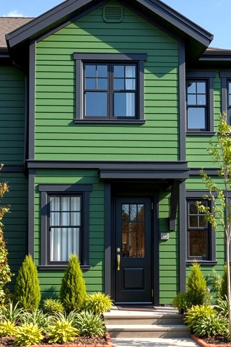 Evergreen Green with Black Trim for Modern Appeal - 25 Green House Exterior With Black Trim