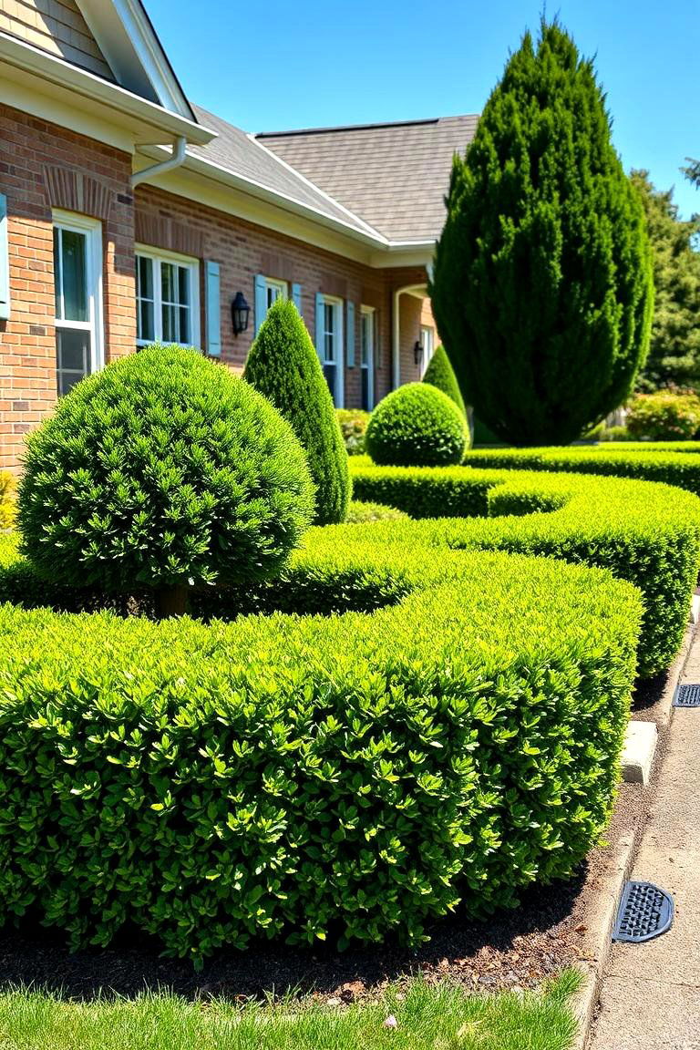 Evergreen Hedges for a Formal Look - 25 Front Yard Evergreen Landscaping Ideas