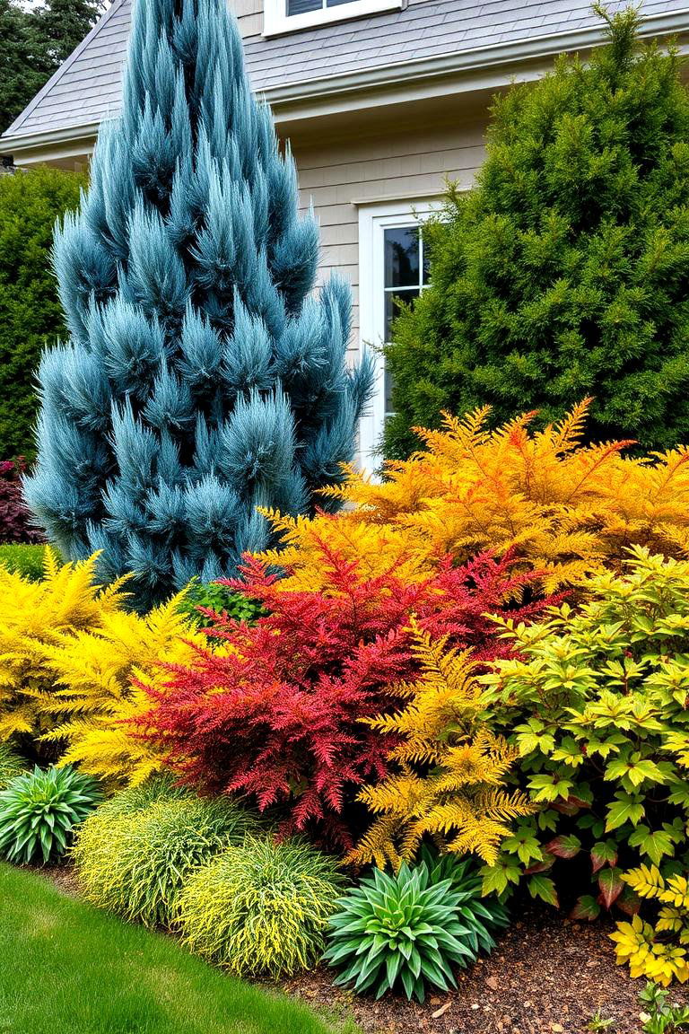 Evergreen Plants with Colorful Foliage - 25 Front Yard Evergreen Landscaping Ideas