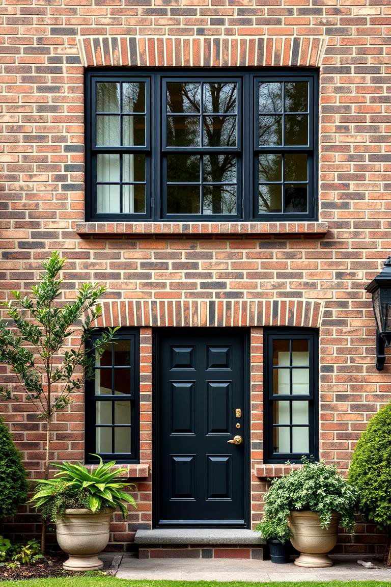 Evergreen with Black Window Frames for a Contemporary Appeal - 25 Green Brick Exterior Home Ideas