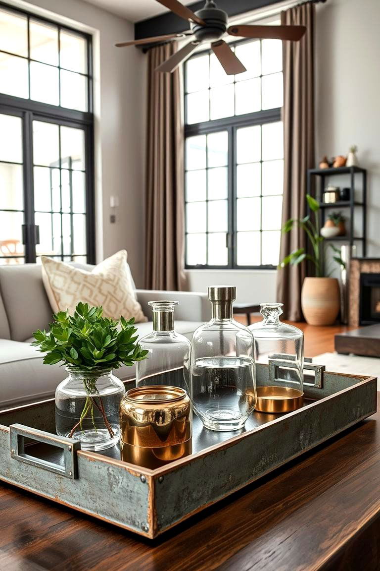 Experiment with Industrial Style Trays - 25 Tray Decor Ideas