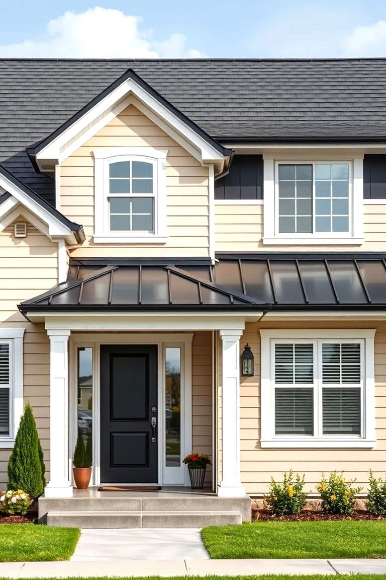 Experiment with a Two Tone Look for Siding - 25 Exterior Home with a Black Roof Ideas