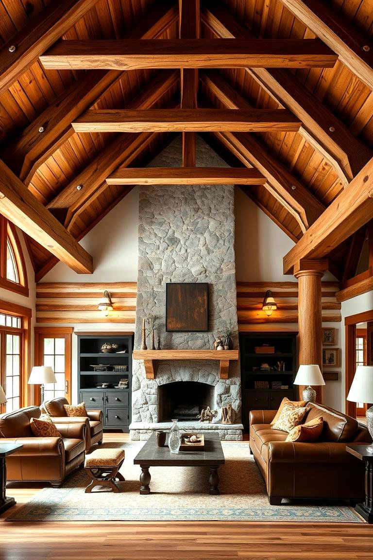 Exposed Beams for Rustic Elegance - 25 Cabin Living Room Ideas