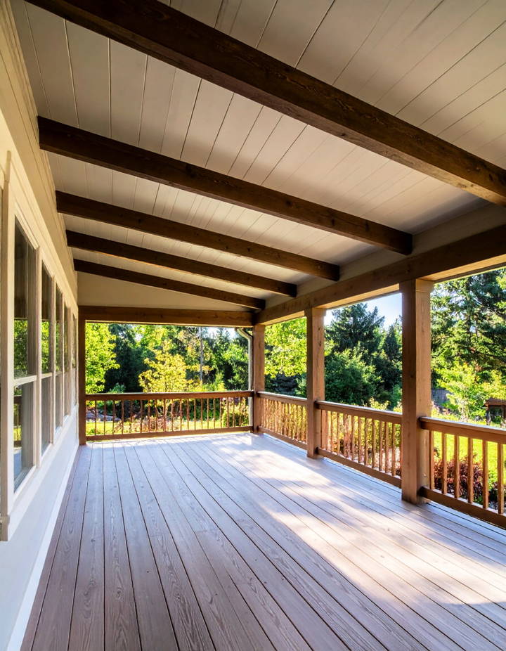 Exposed Beams with Vinyl for a Rustic Touch Vinyl Porch Ceiling Ideas