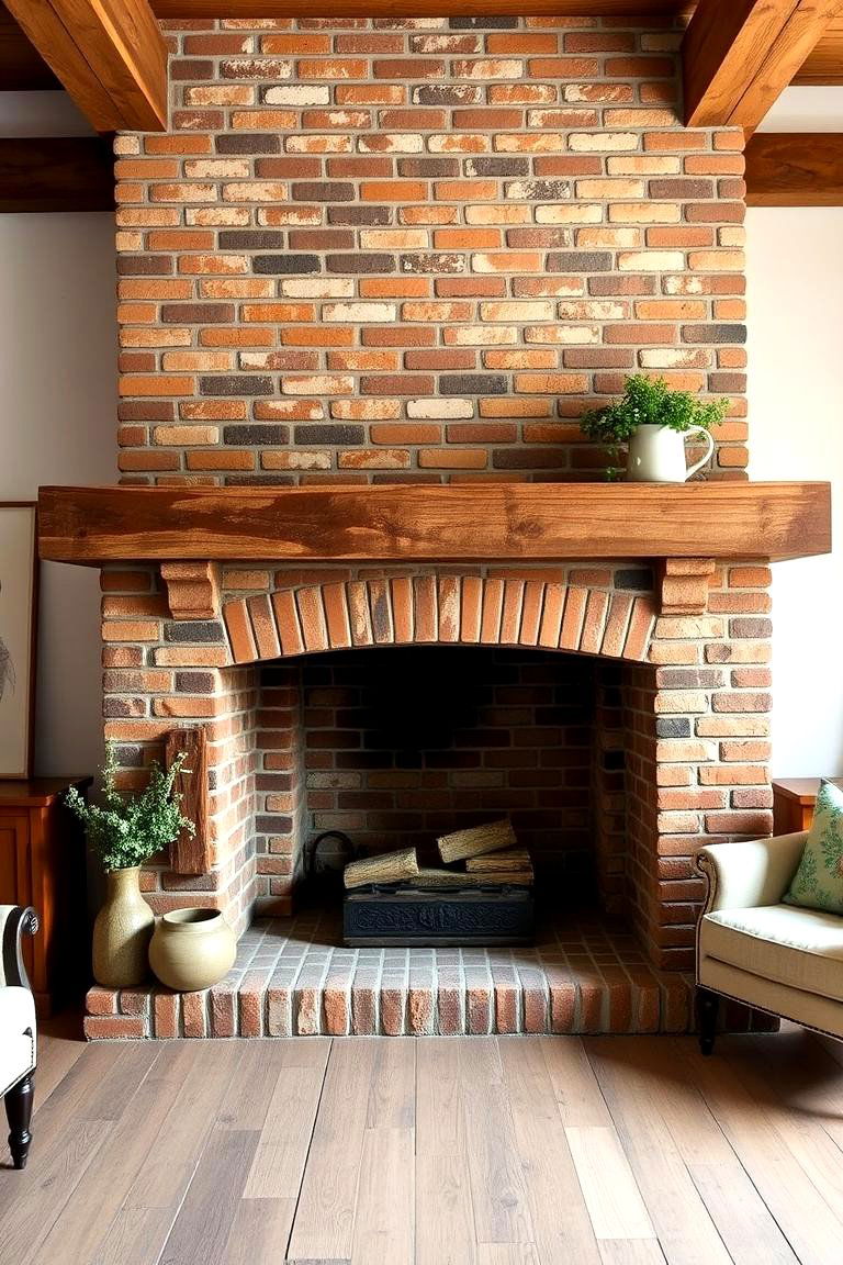 Exposed Brick Fireplace for Warmth and Character - 25 French Country Living Room Ideas