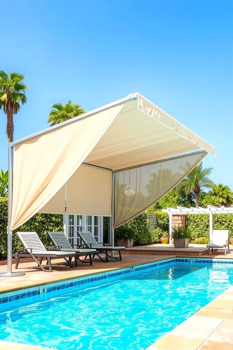 Fabric Canopies with Side Walls for Enhanced Shelter - 25 Pool Shade Ideas