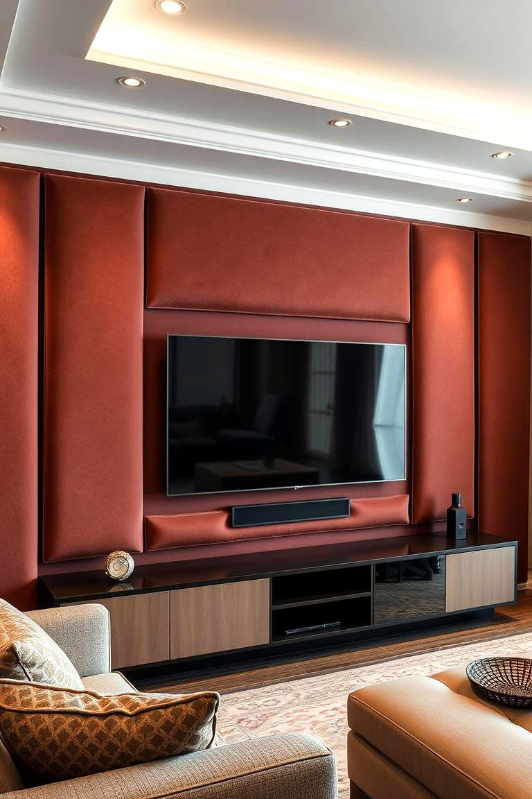 Fabric Panels for Softness and Acoustic Benefits - 25 Tv Accent Wall Ideas