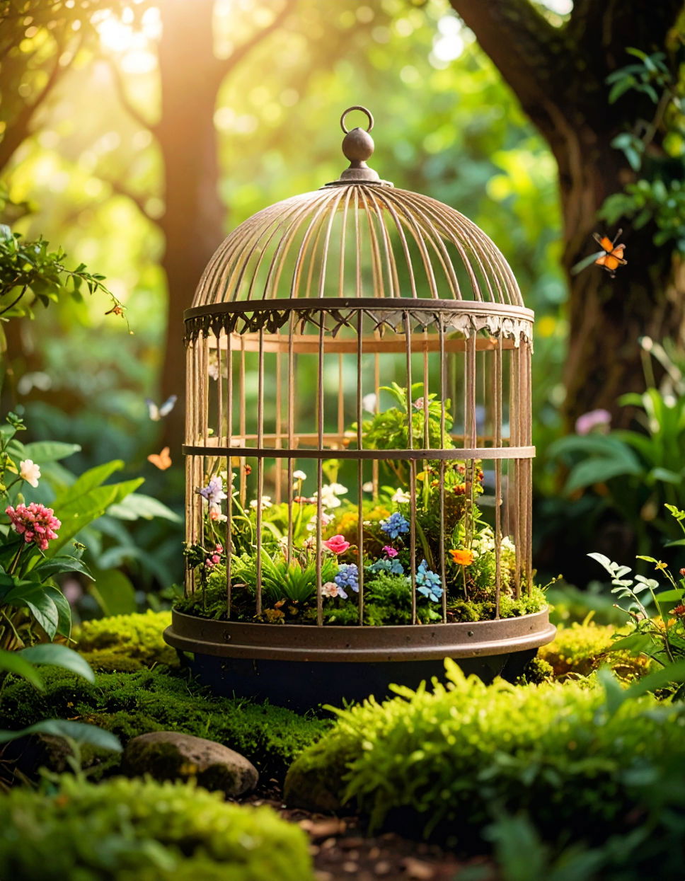 Fairy Garden in a Birdcage