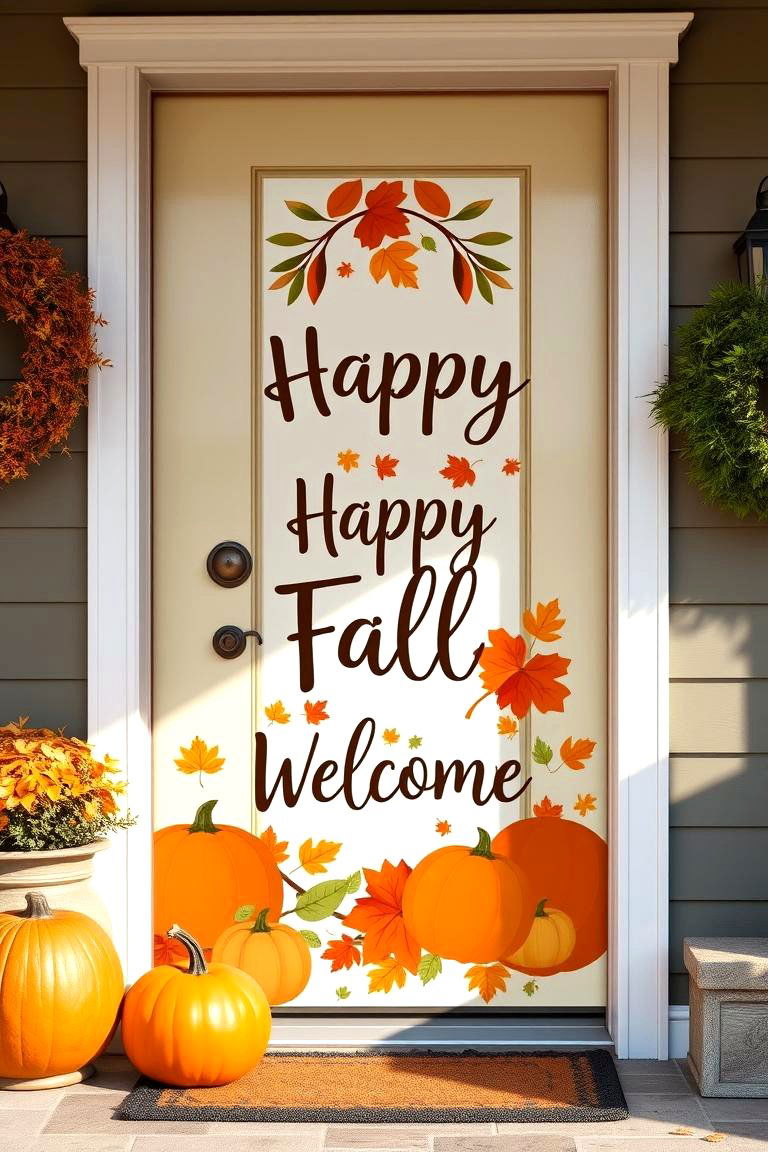 Fall Inspired Door Sign - 25 Fall Porch Decor Ideas