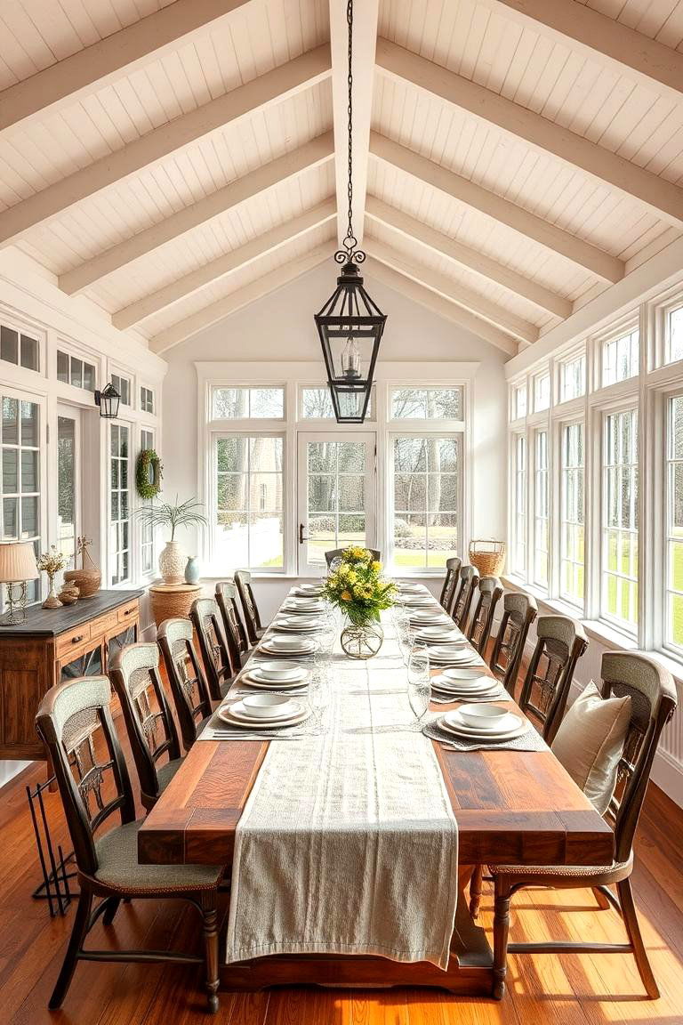 Farmhouse Dining Area - 25 Farmhouse Sunroom Ideas