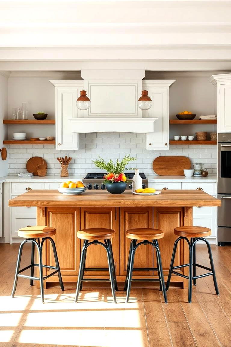 Farmhouse Inspired Island - 25 French Country Kitchen Ideas