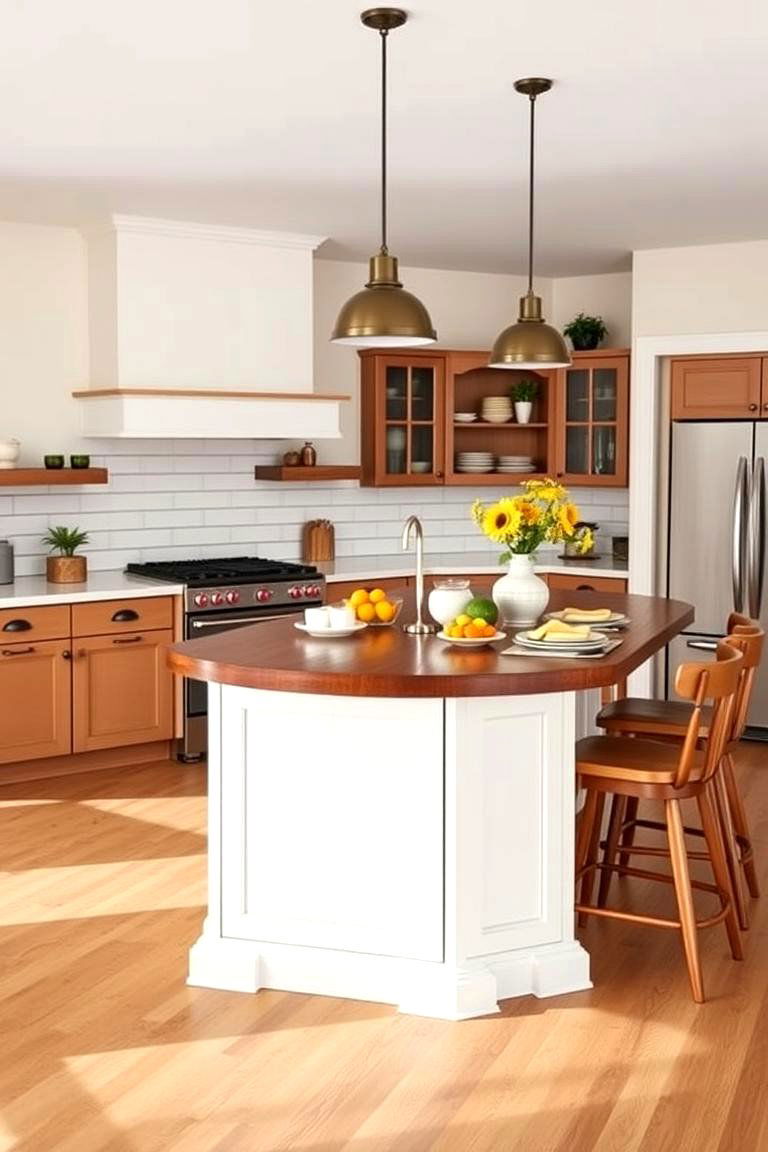 Farmhouse Island with a Breakfast Bar - 25 Farmhouse Kitchen Island Ideas