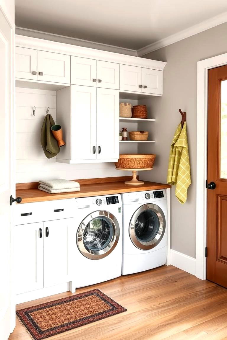Farmhouse Mudroom with a Laundry Area - 25 Farmhouse Mudroom Ideas