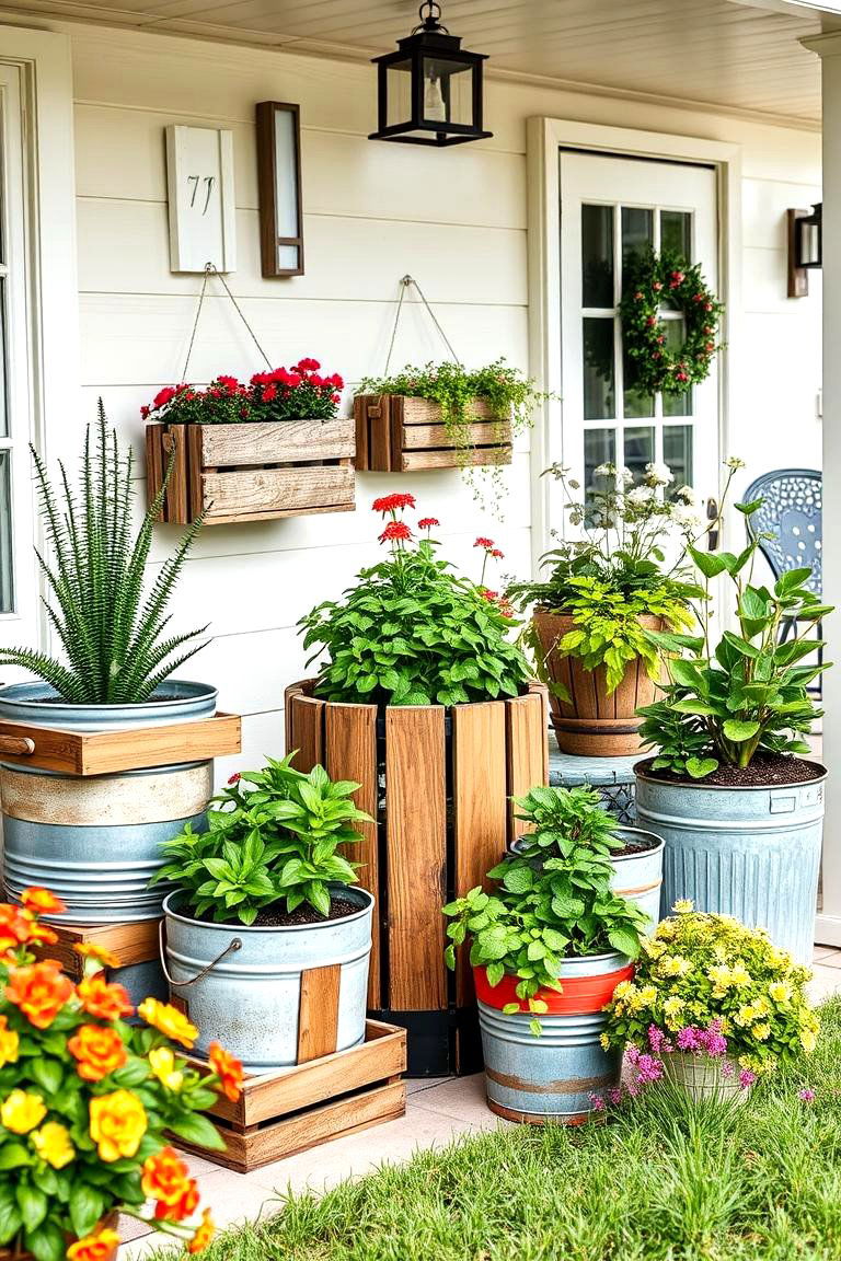 Farmhouse Style Planters - 25 Farmhouse Patio Ideas