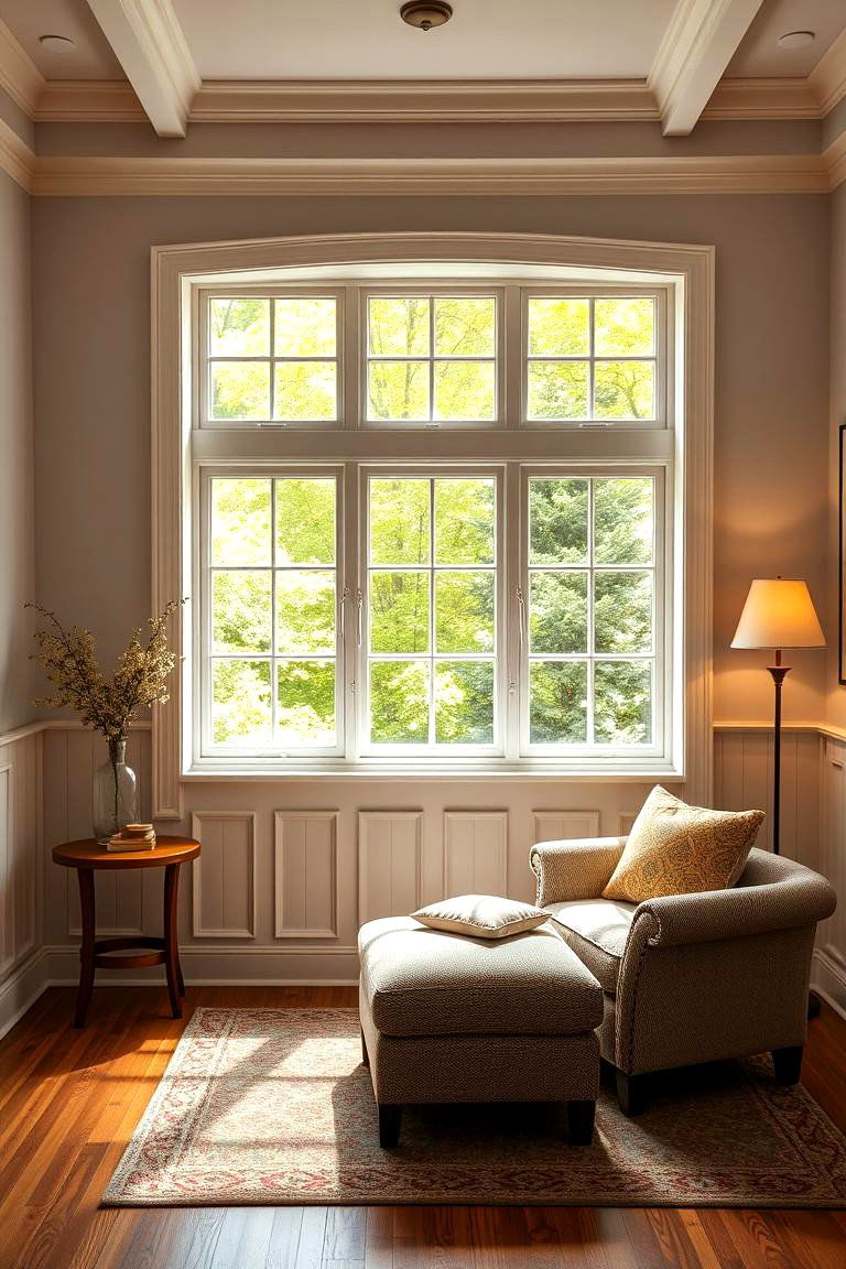 Farmhouse Window Trim with Wainscoting - 25 Farmhouse Interior Window Trim Ideas