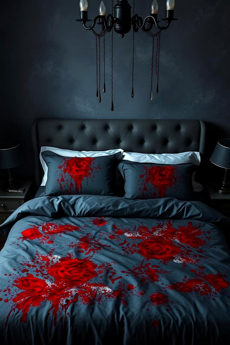 Faux Blood Stained Sheets for Edgy Appeal - 25 Vampire Bedroom Ideas