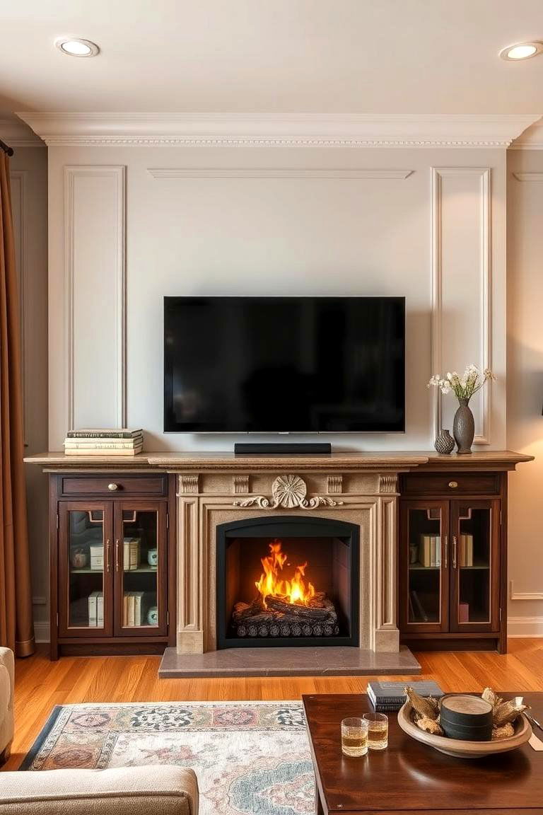 Faux Fireplace Surround for a Cozy Focal Point - 25 Tv Accent Wall Ideas