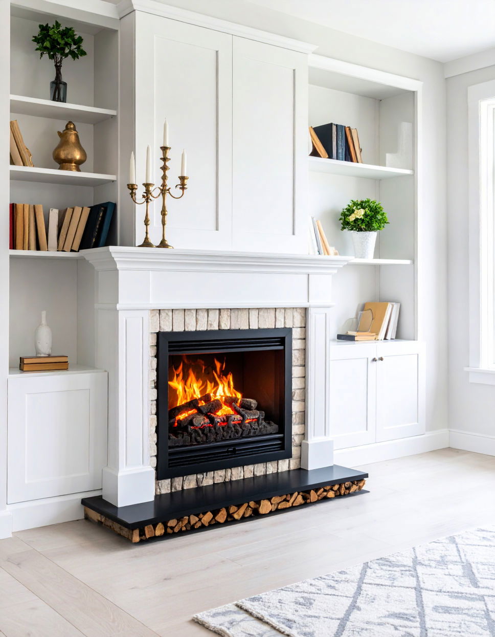 Faux Fireplace with Bookshelf Design