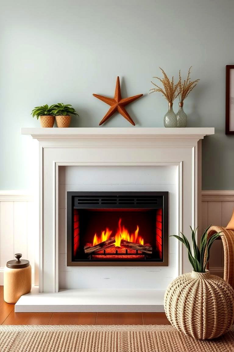 Faux Fireplace with Shiplap Surround - 25 Faux Fireplace Ideas
