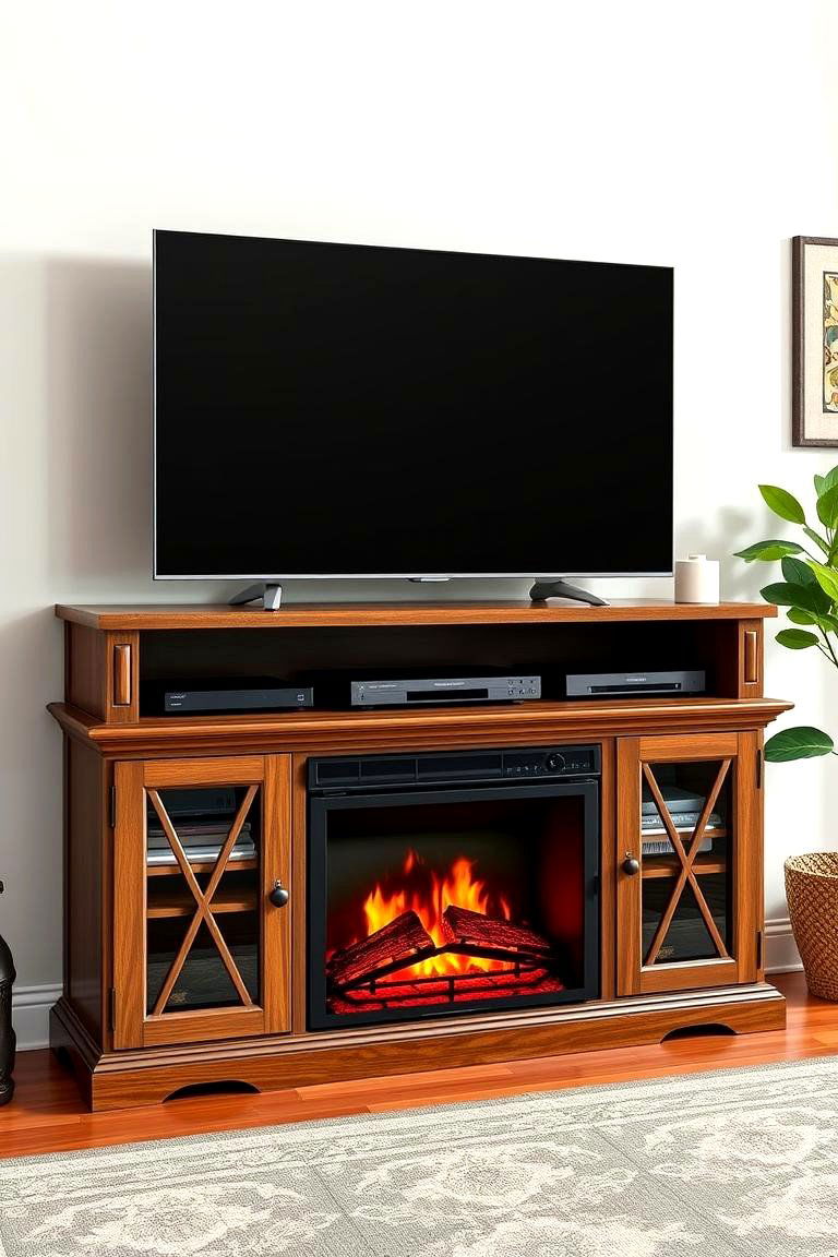 Faux Fireplace with a TV and Media Console - 25 Faux Fireplace Ideas
