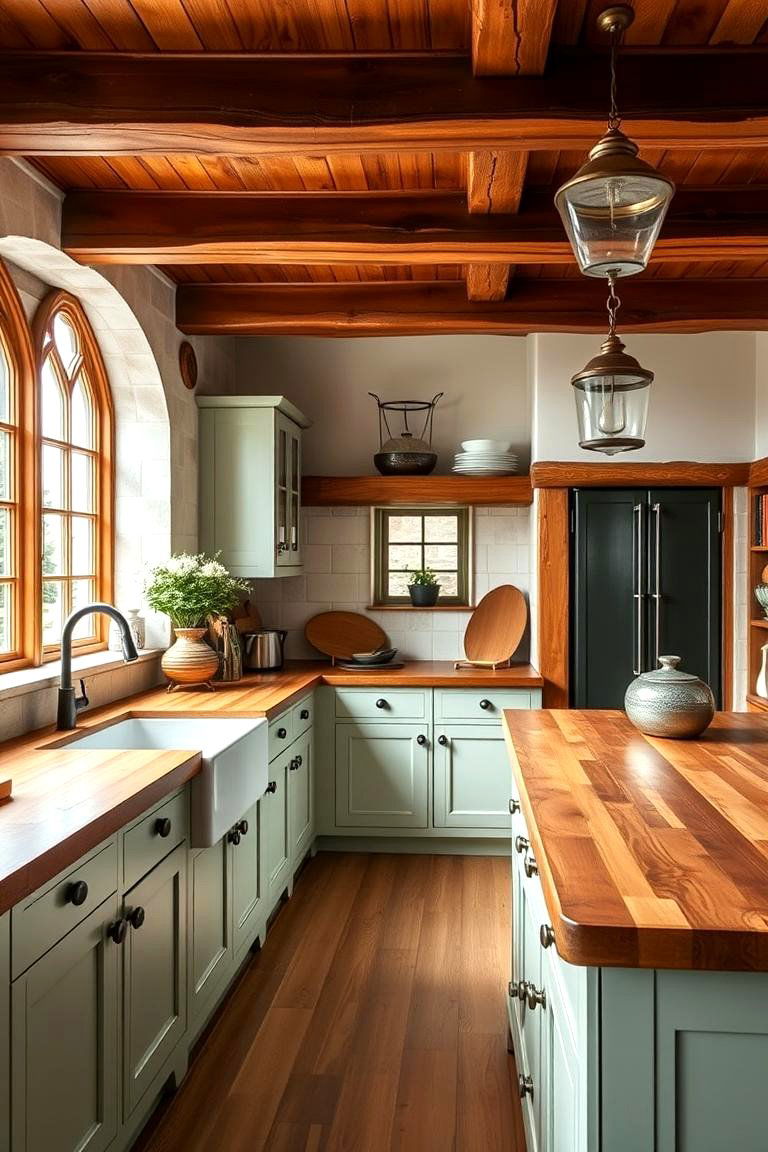 Feature Wooden Countertops - 25 Tudor Kitchen Ideas