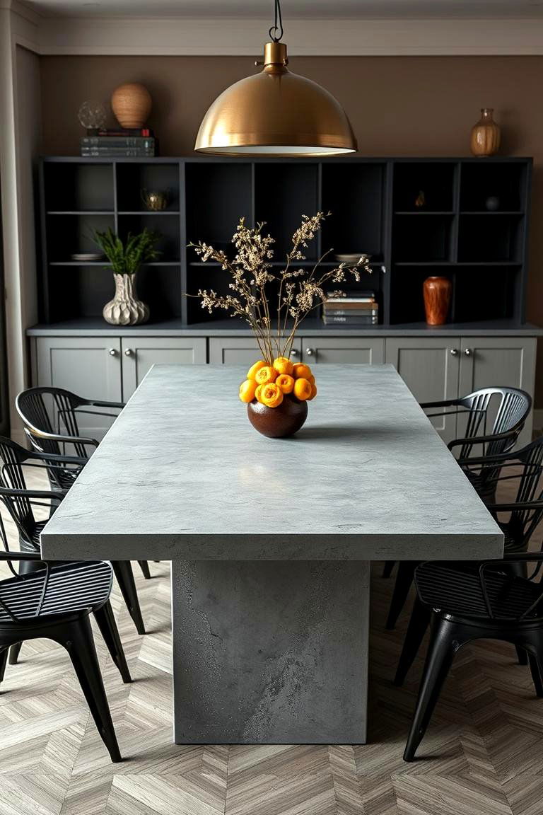 Feature a Concrete Dining Table for Modern Edge - 25 masculine dining room ideas