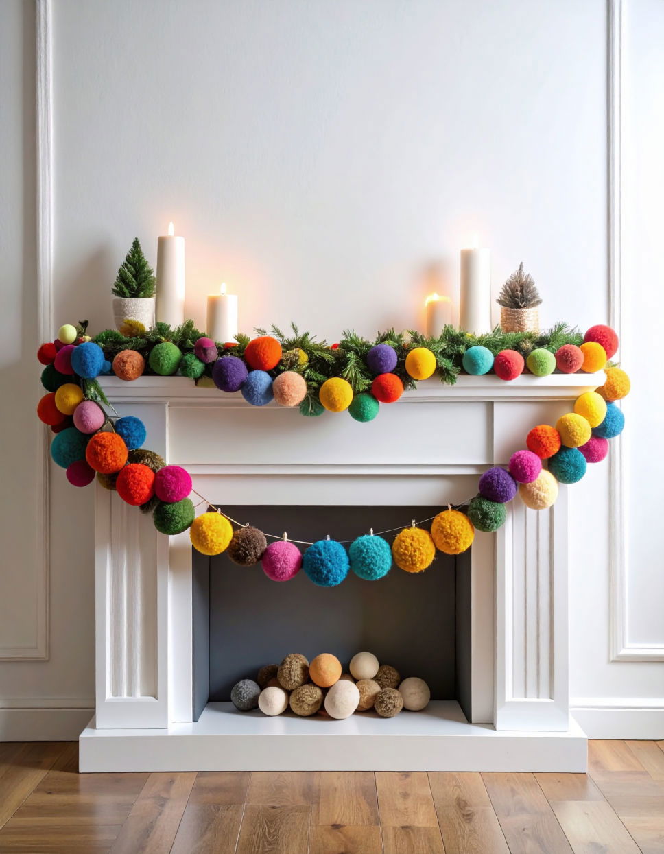 Felt Ball Garland in Varying Sizes