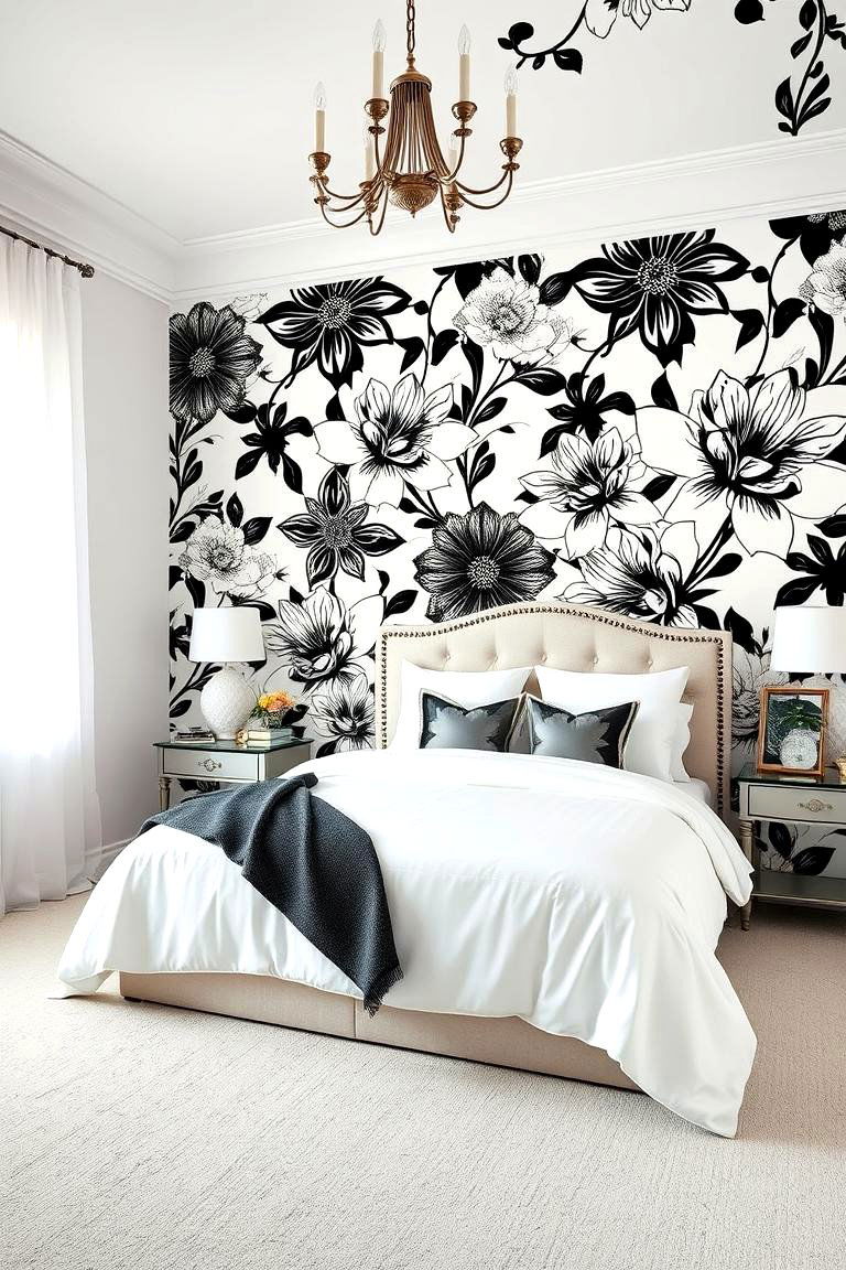 Feminine Black and White Wallpaper - 25 Feminine Black and White Bedroom Ideas