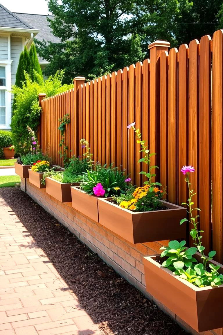 Fence with Built In Planters - 25 Front Yard Fence Ideas