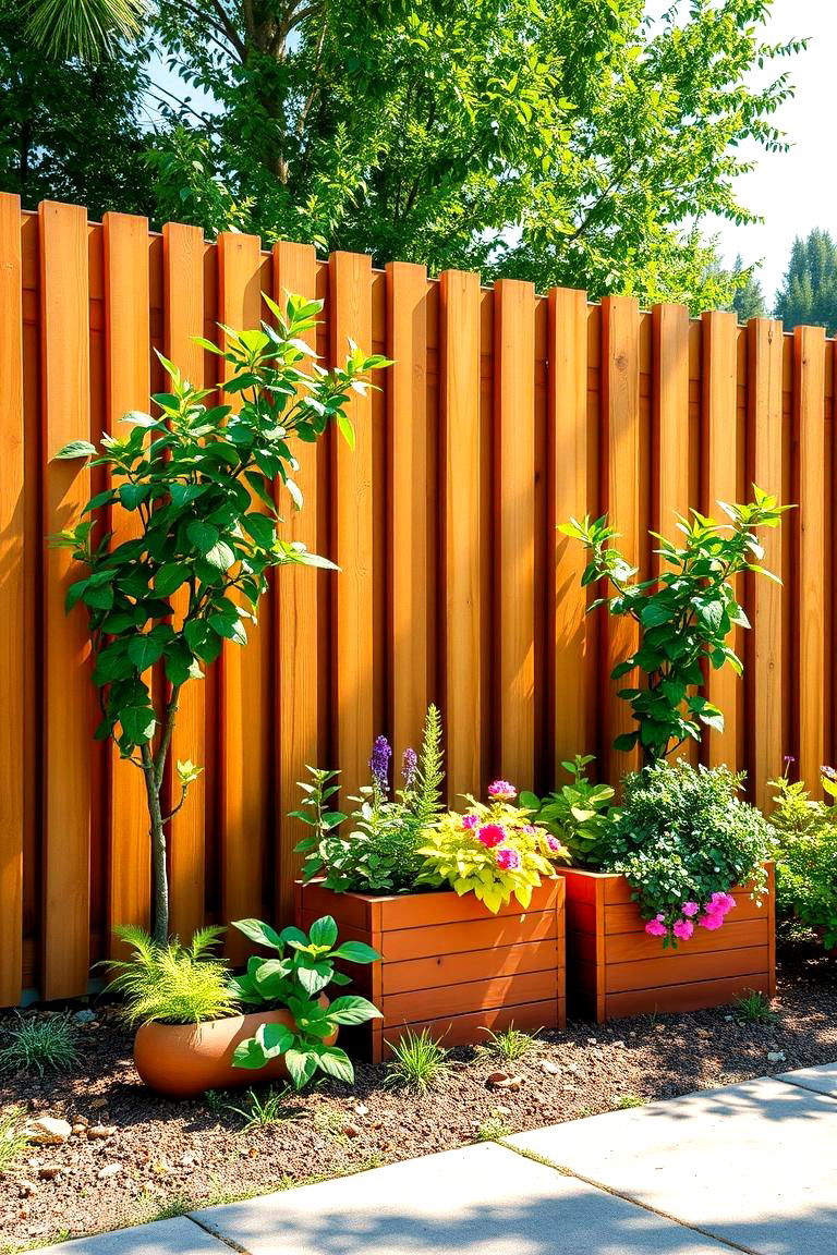 Fence with Planter Boxes for Greenery Integration - 25 Corner Fence Ideas