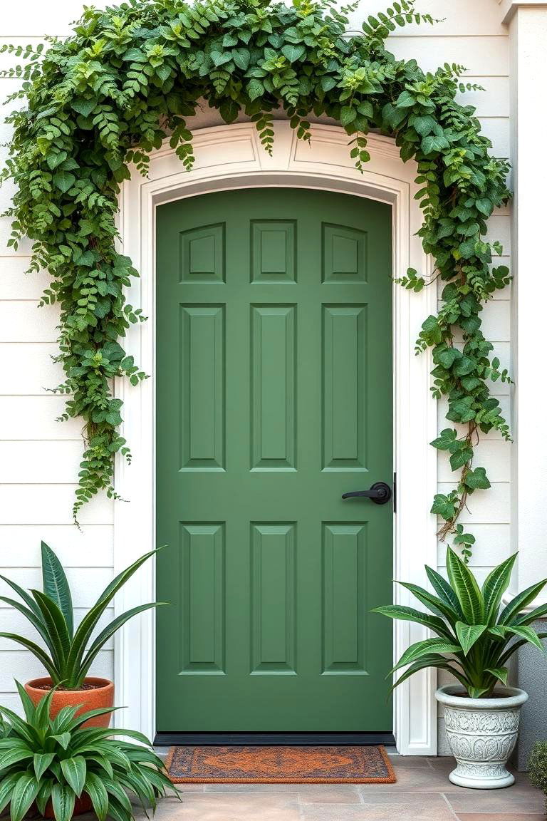 Fern Green for a Lush Tropical Feel - 25 Green Front Door Ideas