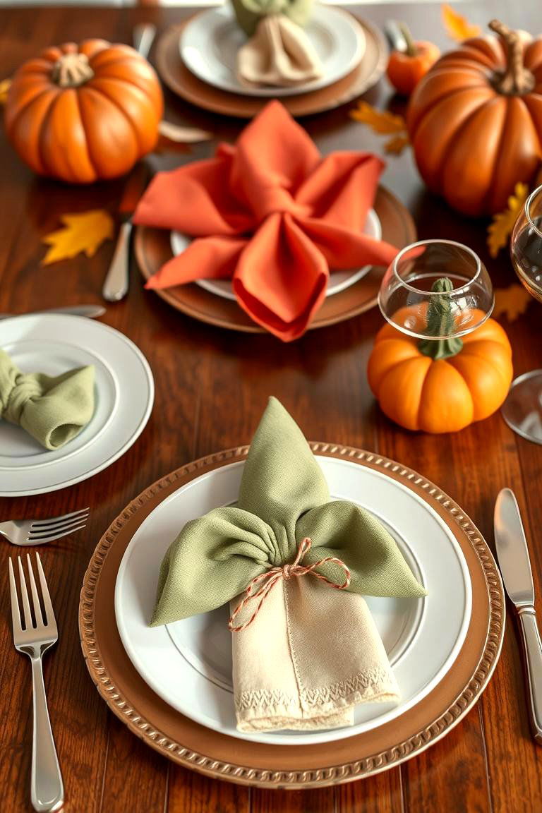 Festive Napkin Folding Techniques - 25 Thanksgiving Table Settings
