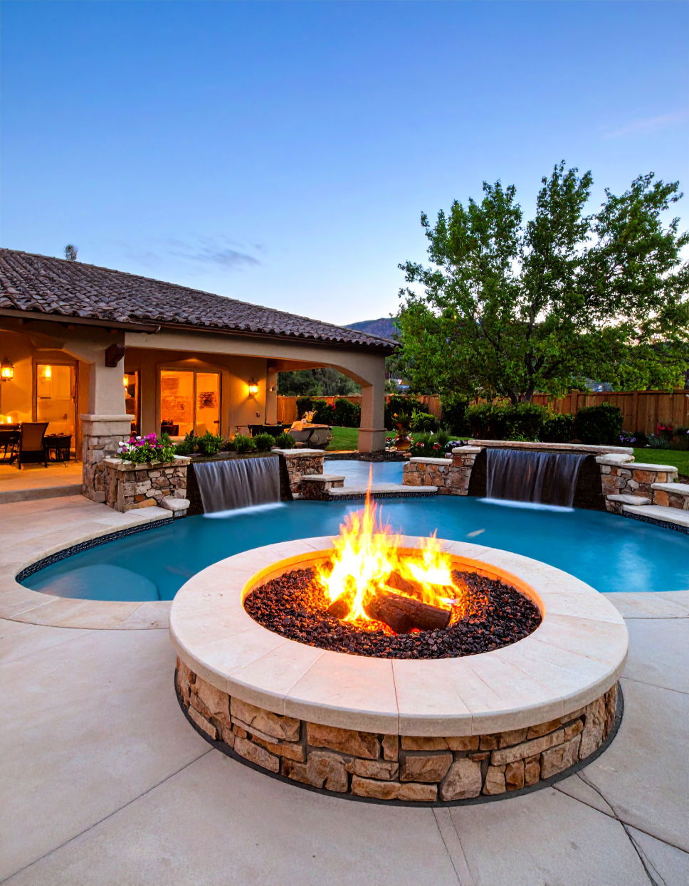 Fire Pit Design With Water Feature