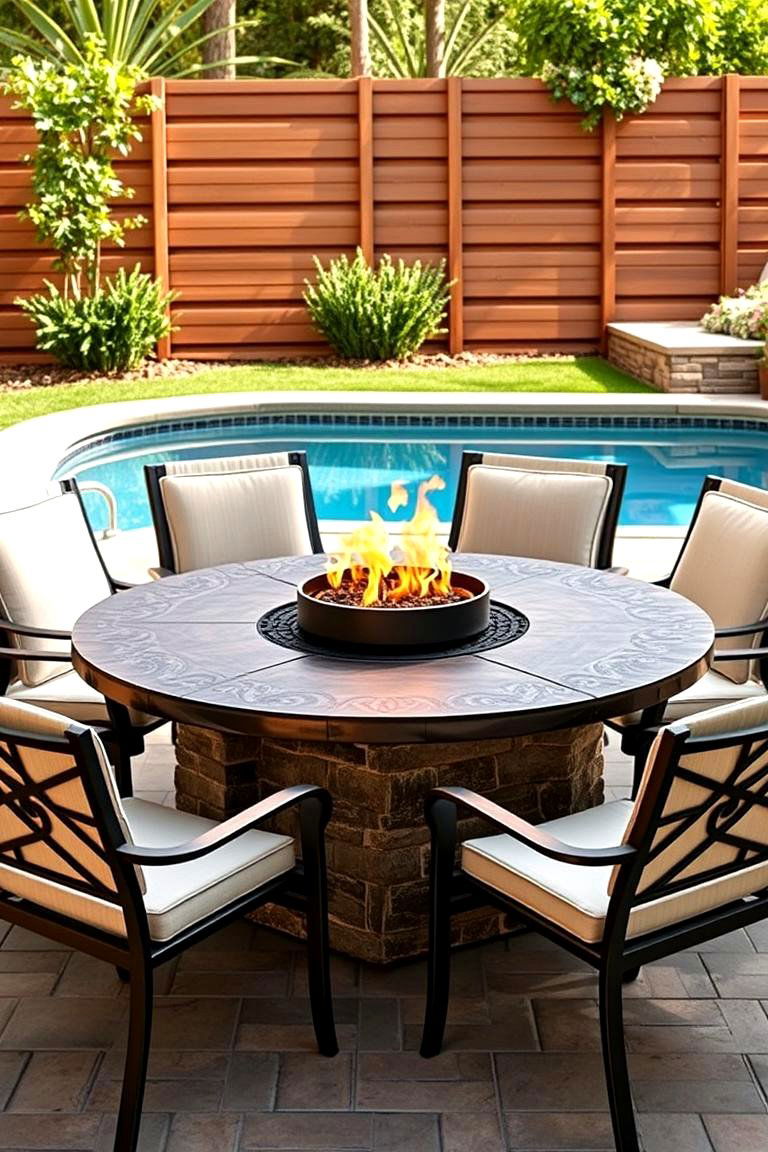 Fire Pit Dining Table for Functionality - 25 Fire Pit Seating Ideas