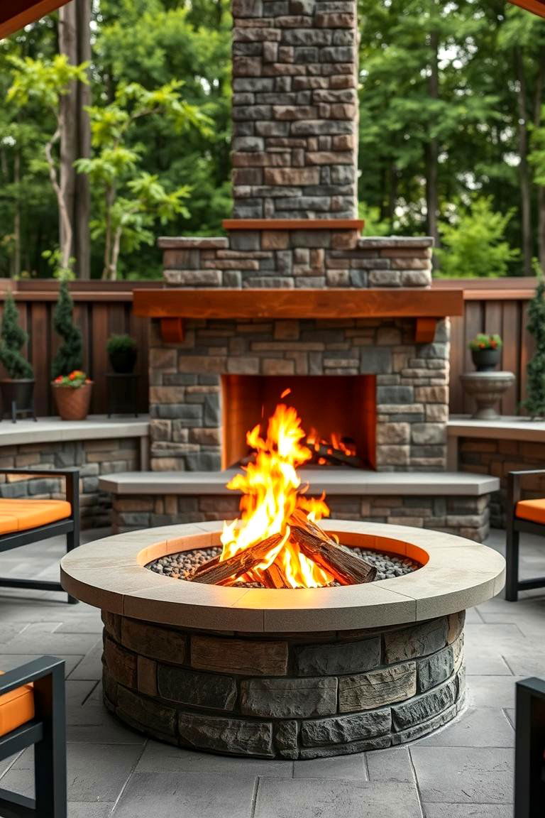 Fire Pit with Fireplace Surround - 25 Fire Pit Ideas