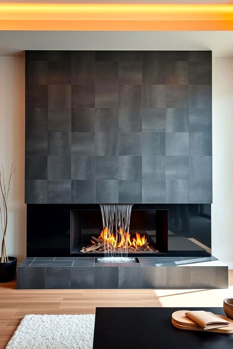 Fire and Water Feature Combo - 25 Floor to Ceiling Fireplace Ideas