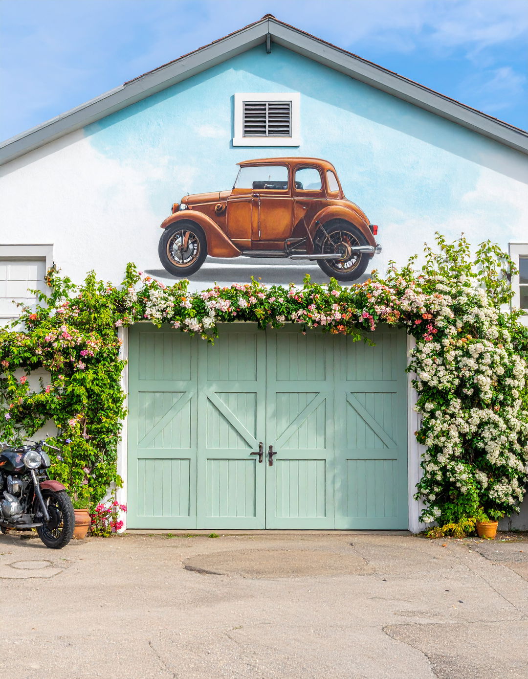 Firefly Vintage Car and Motorcycle Themes For car enthusiasts a mural depicting a classic c