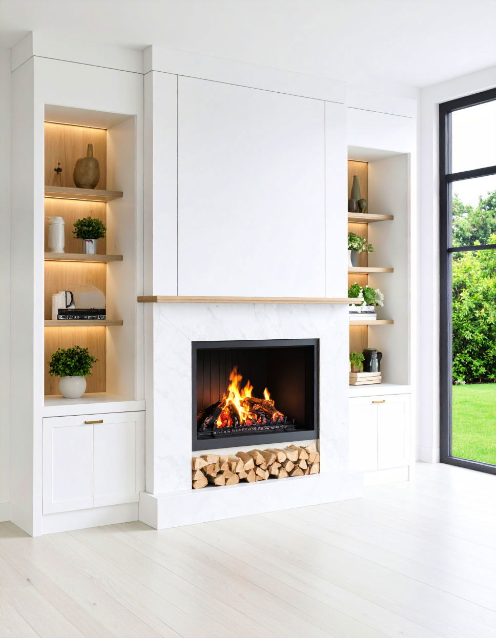 Fireplace With Built in Storage Design