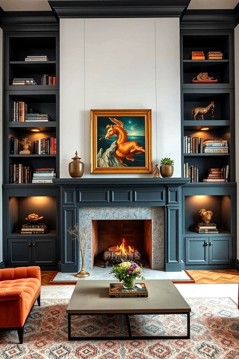 Fireplace and Bookshelves as a Statement Piece - 25 Fireplace With Bookshelves