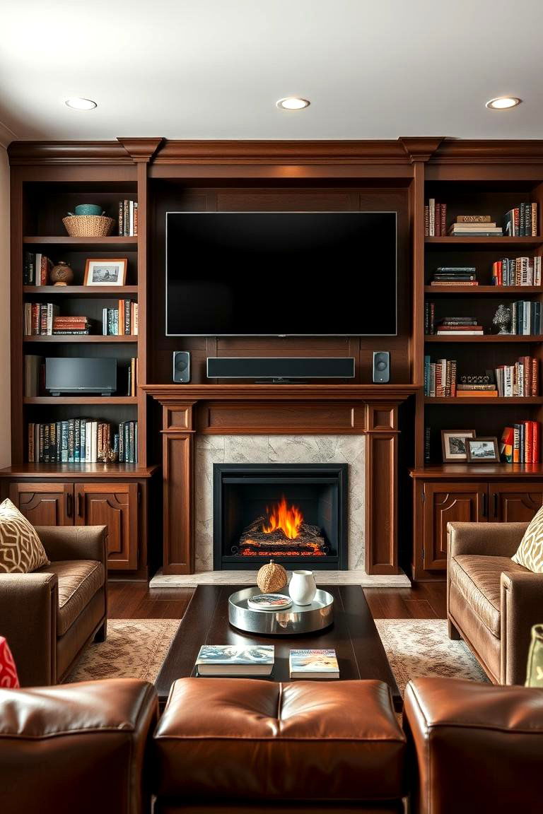 Fireplace and Bookshelves with a Built In Entertainment Center - 25 Fireplace With Bookshelves