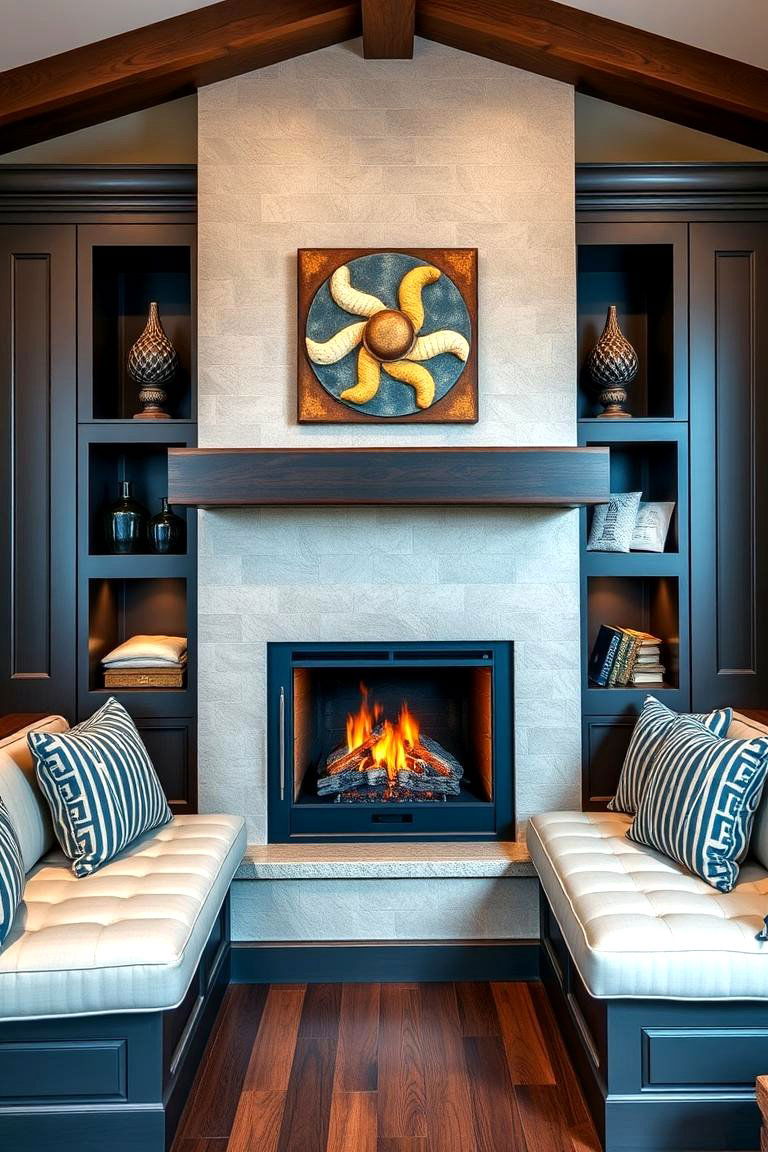 Fireplace with Built in Seating - 25 Fireplace Built-in Ideas