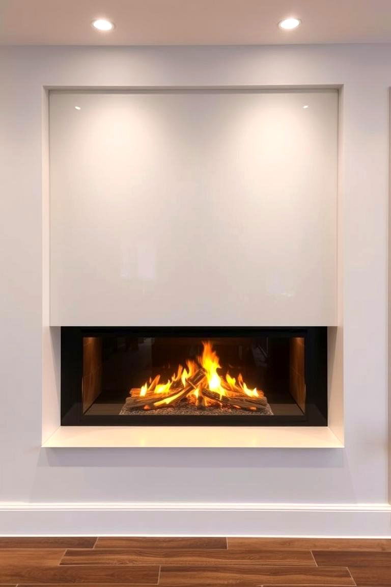 Fireplace with Glass Panel Surround - 25 Fireplace Built-in Ideas
