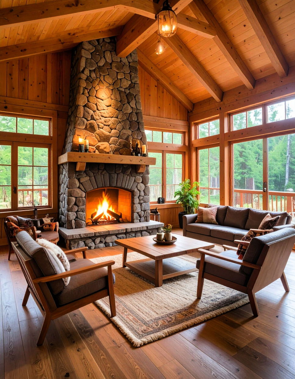 Fireplace with Natural Stone Hearth