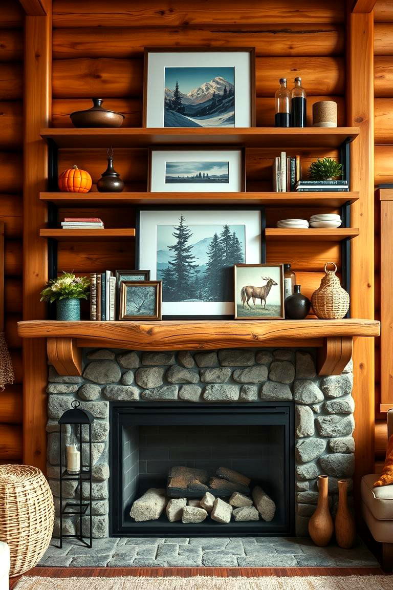 Fireplace with Shelving Above - 25 Cabin Fireplace Ideas