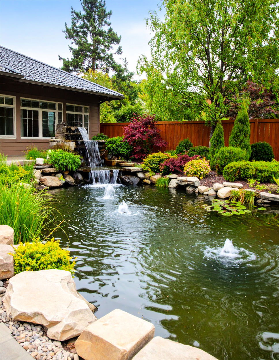 Fish Pond With Fountain
