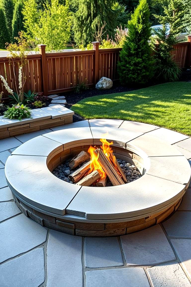 Flagstone Fire Pit with Curved Edges - 25 Flagstone Fire Pit Ideas