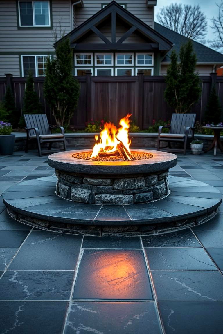 Flagstone Fire Pit with Slate Flooring - 25 Flagstone Fire Pit Ideas