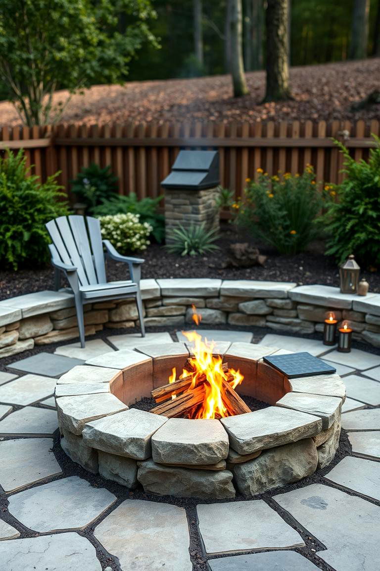 Flagstone Fire Pit with a Sunken Design - 25 Flagstone Fire Pit Ideas