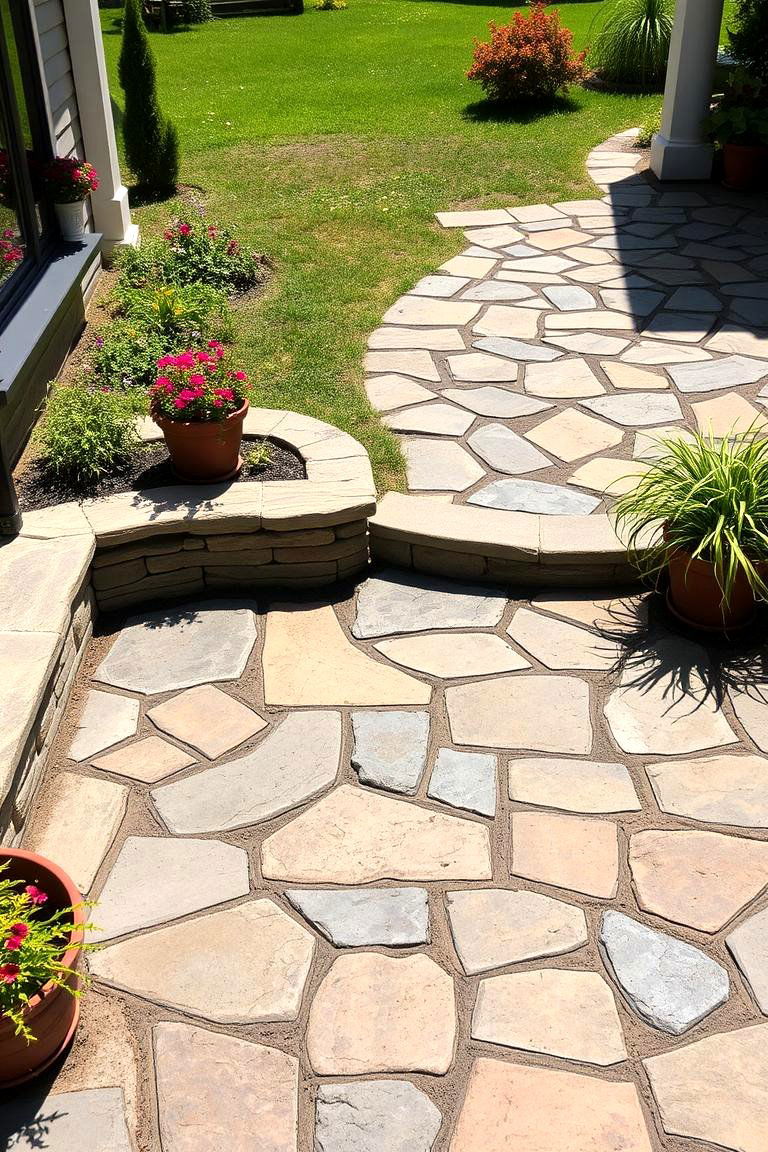 Flagstone Patio with Colored Grout - 25 Flagstone Patio Ideas