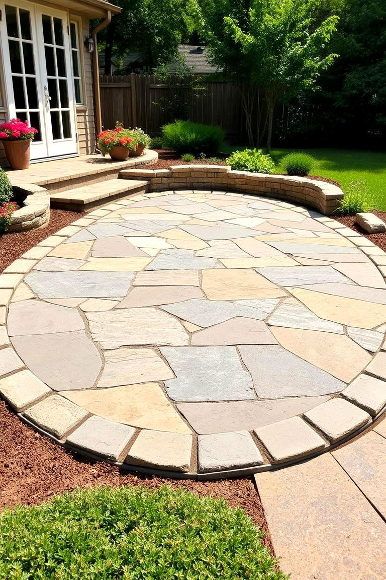 Flagstone Patio with Edging Stones - 25 Flagstone Patio Ideas